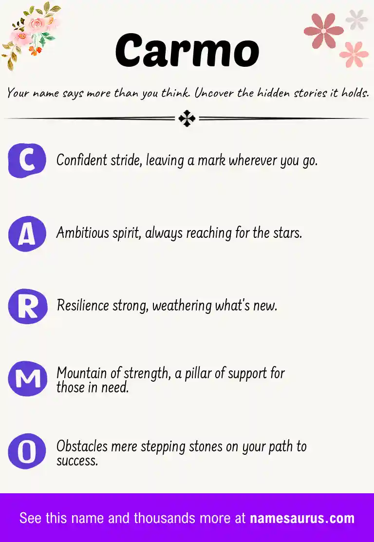 Acrostic poem about Carmo.