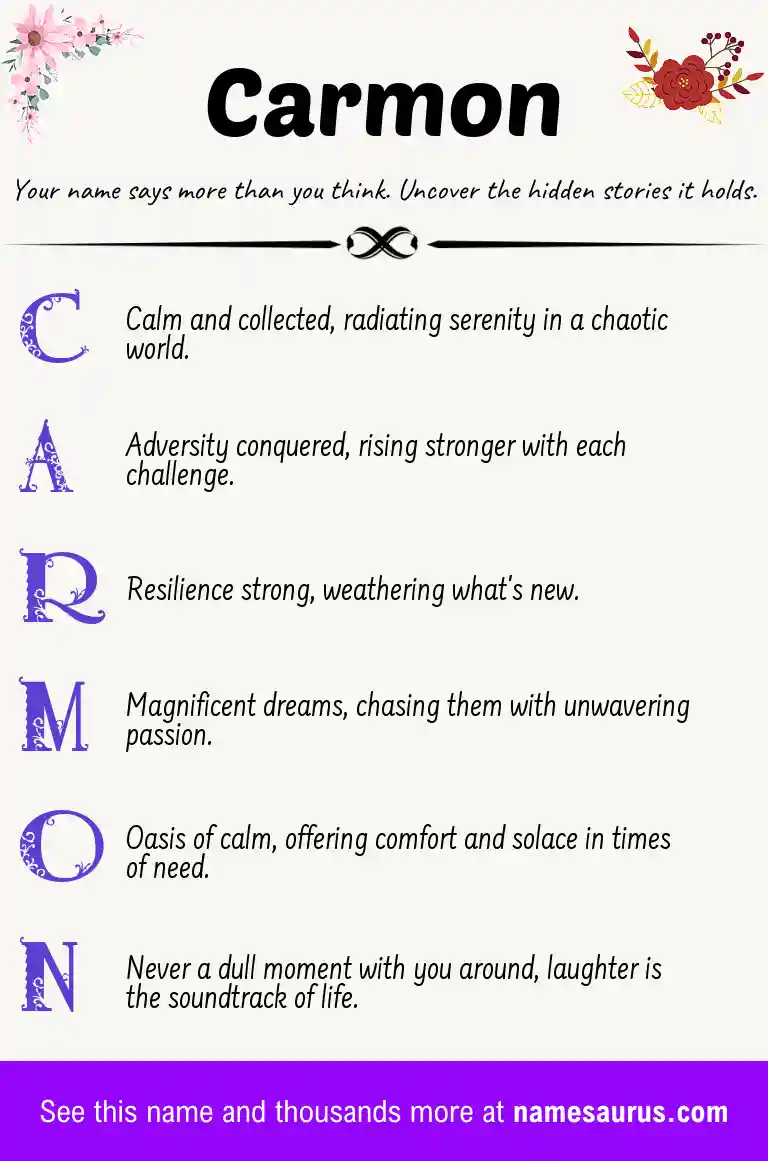 Acrostic poem about Carmon.
