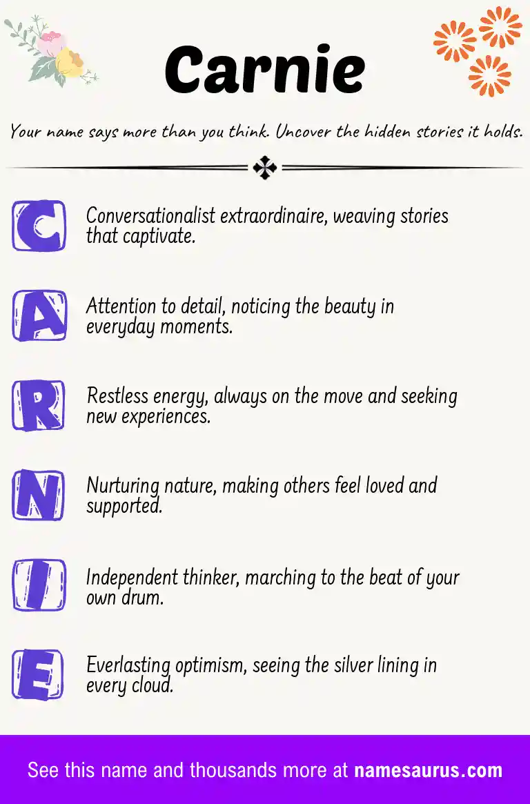 Acrostic poem about Carnie.