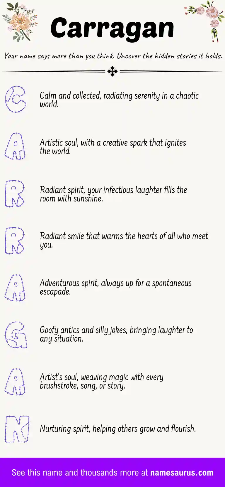 Acrostic poem about Carragan.
