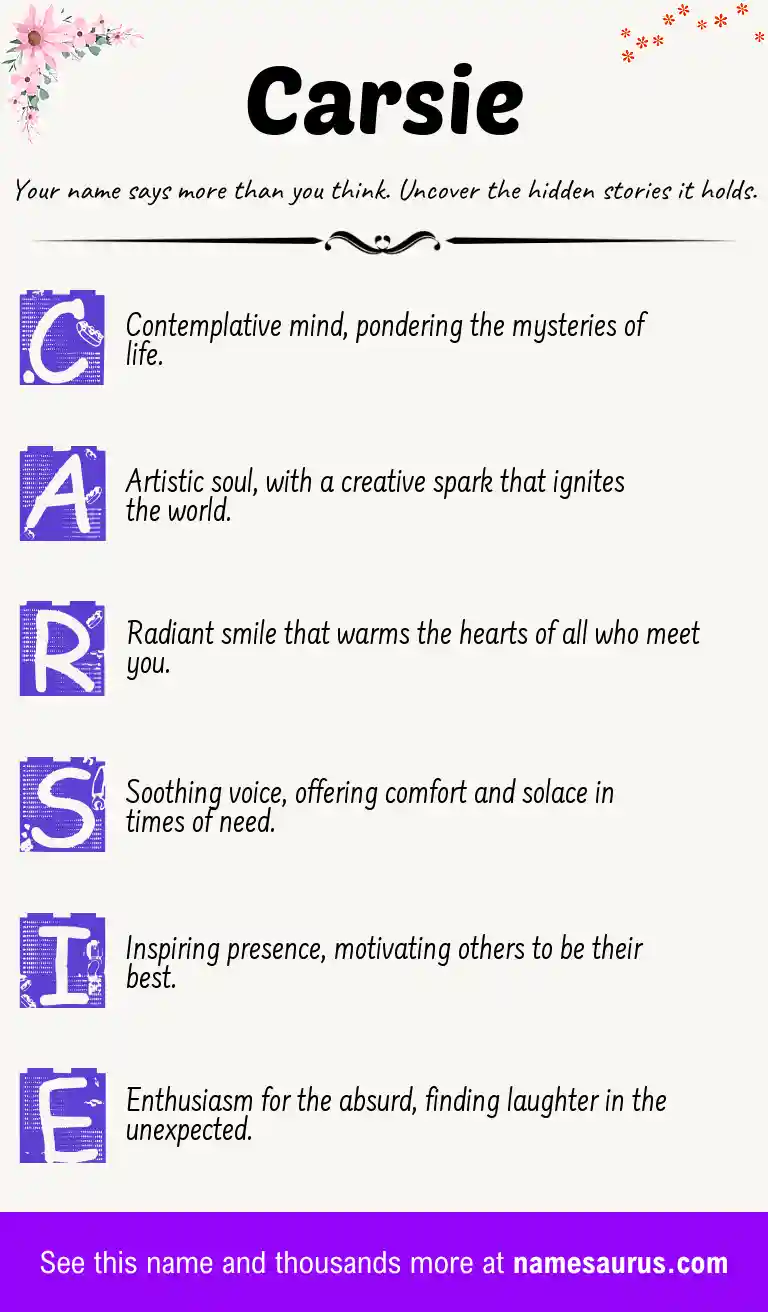 Acrostic poem about Carsie.