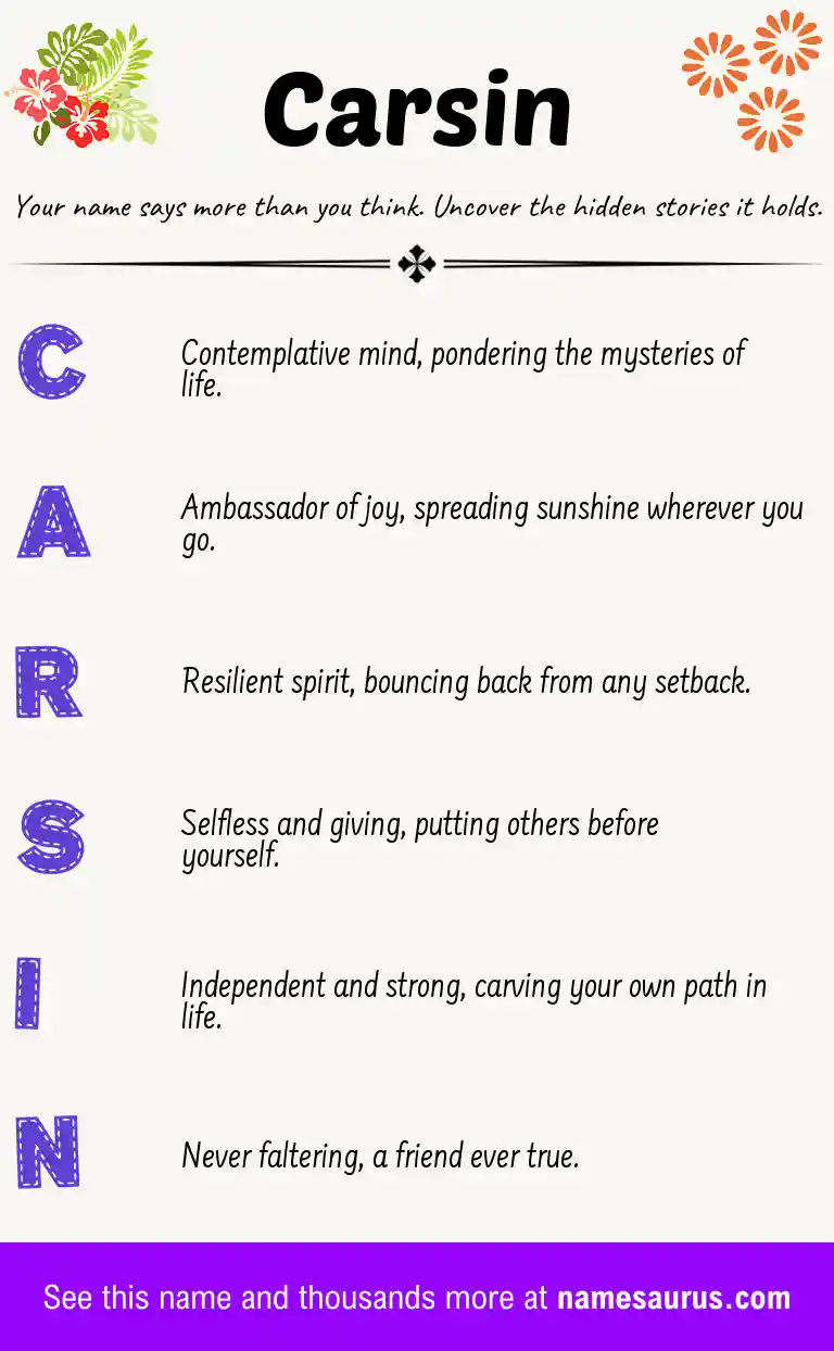 Acrostic poem about Carsin.