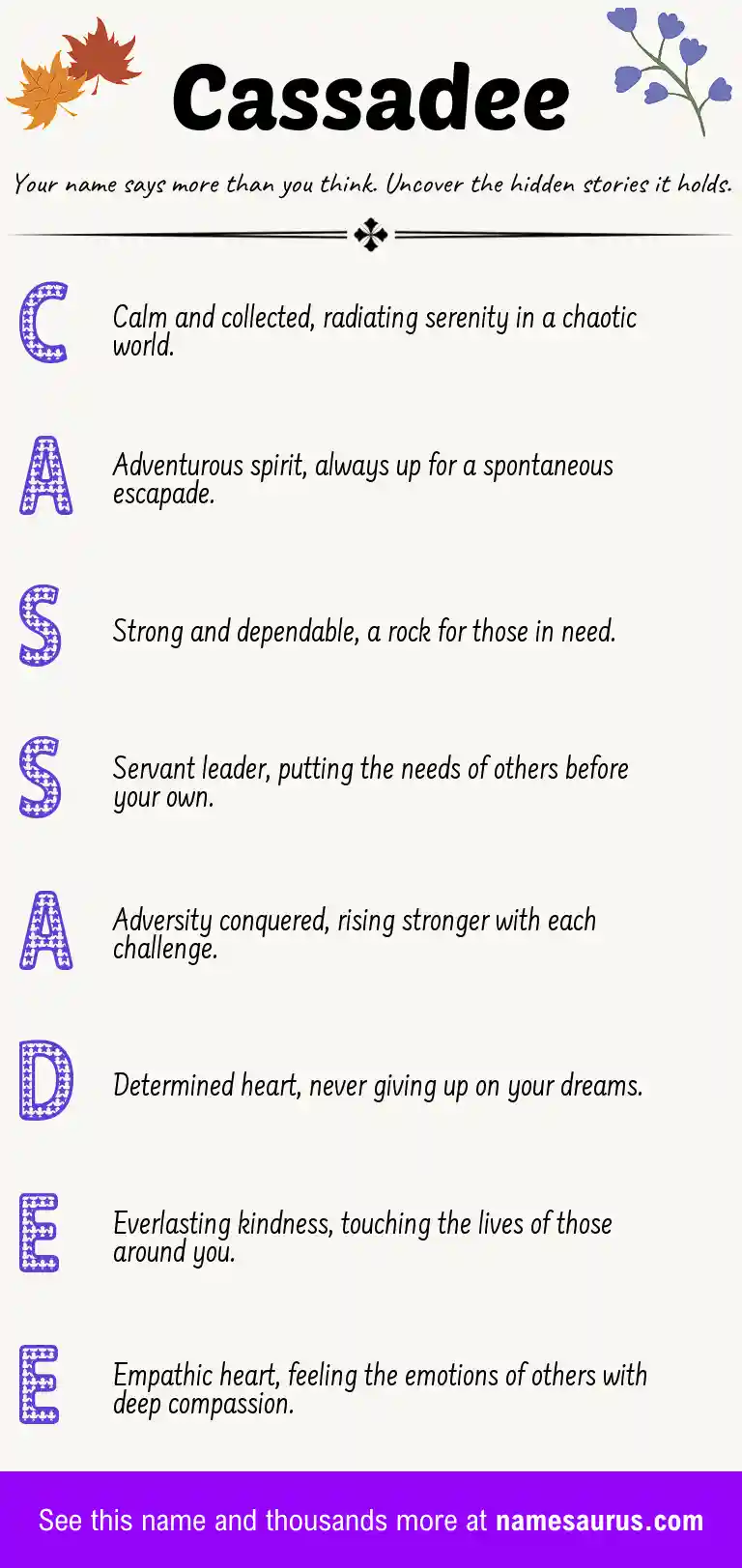 Acrostic poem about Cassadee.