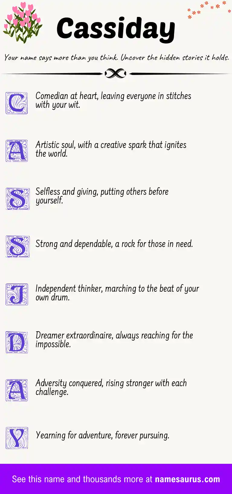 Acrostic poem about Cassiday.