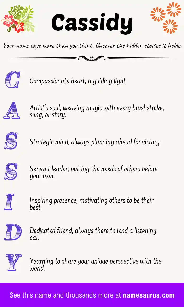 Acrostic poem about Cassidy.