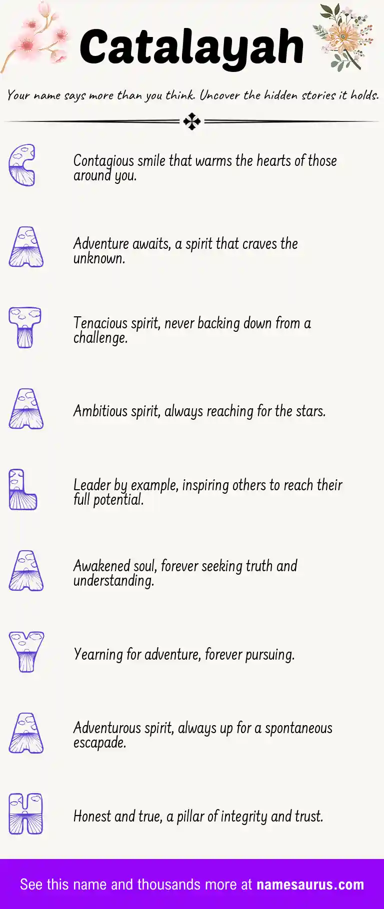 Acrostic poem about Catalayah.