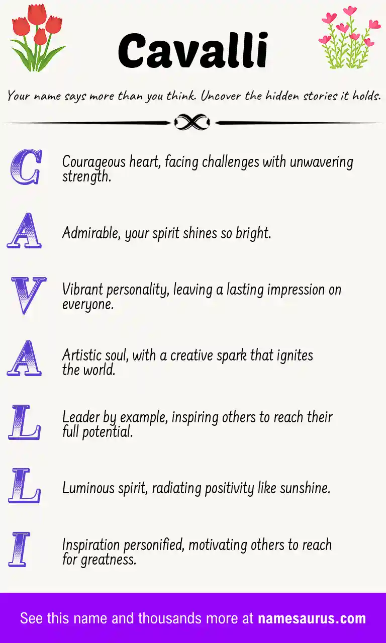 Acrostic poem about Cavalli.