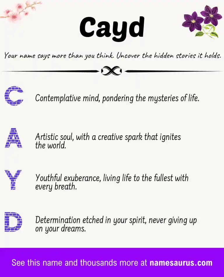 Acrostic poem about Cayd.