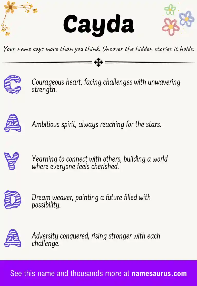 Acrostic poem about Cayda.