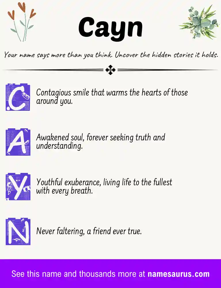Acrostic poem about Cayn.