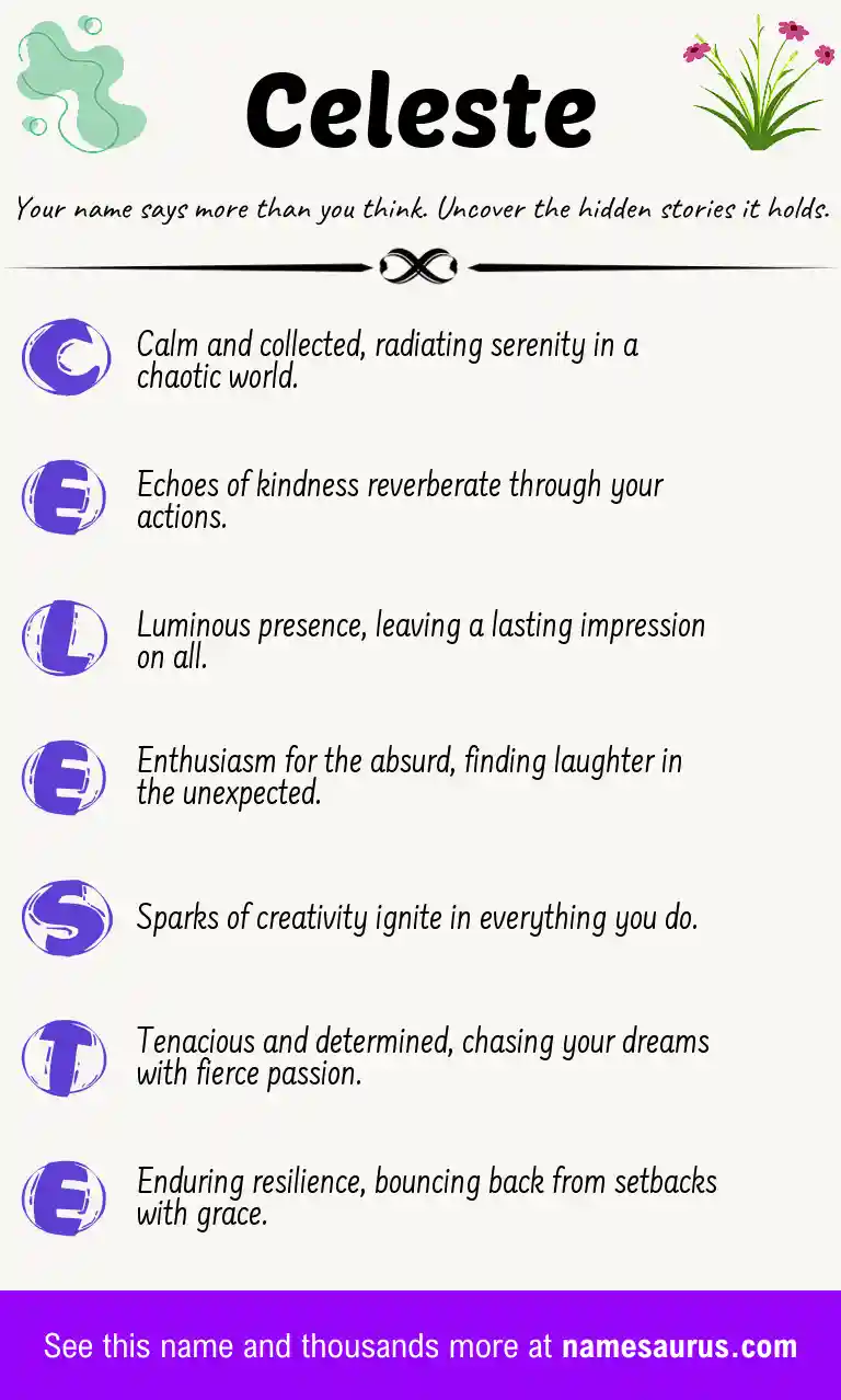 Acrostic poem about Celeste.