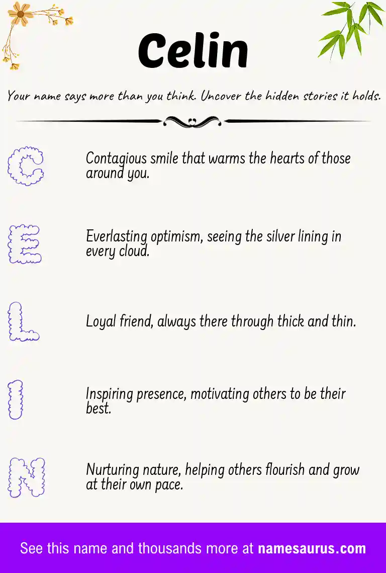Acrostic poem about Celin.