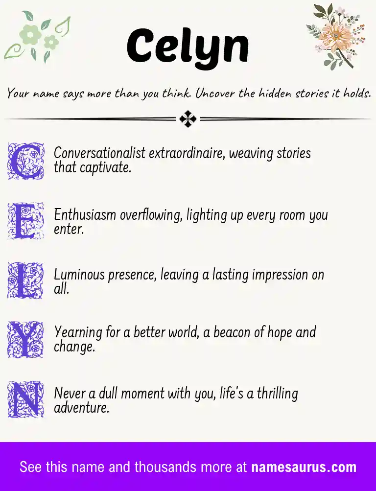 Acrostic poem about Celyn.
