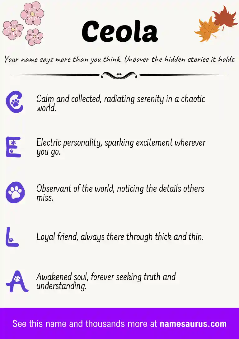 Acrostic poem about Ceola.
