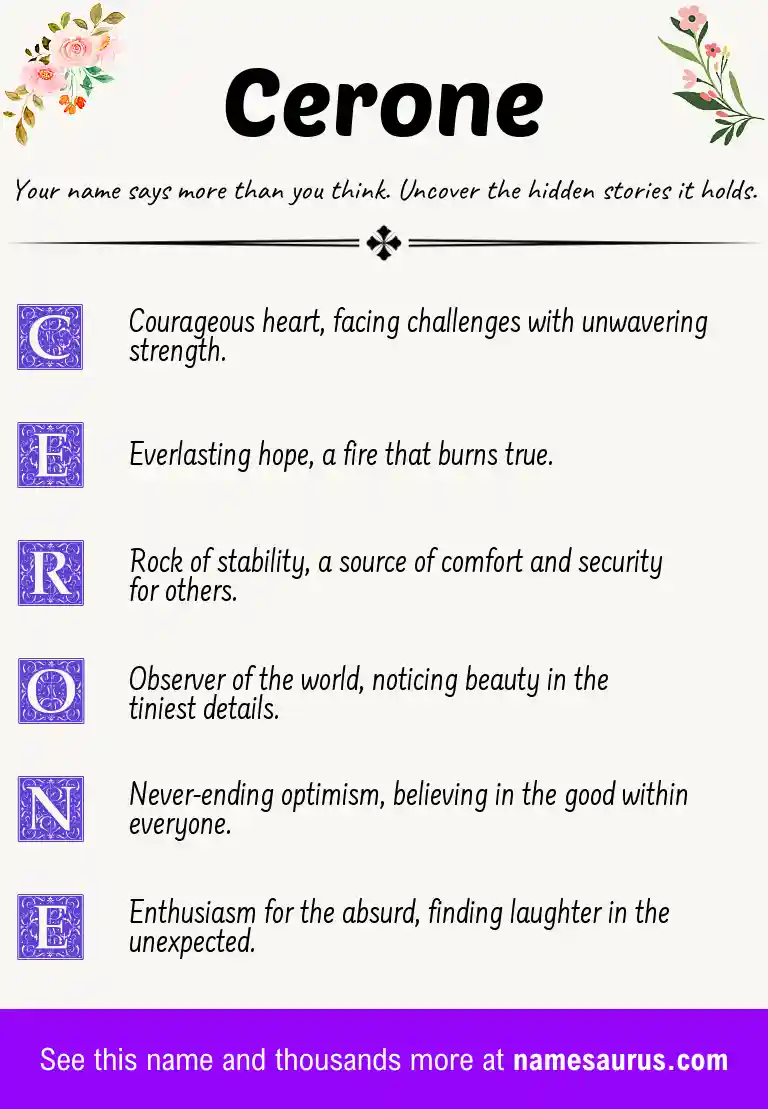 Acrostic poem about Cerone.