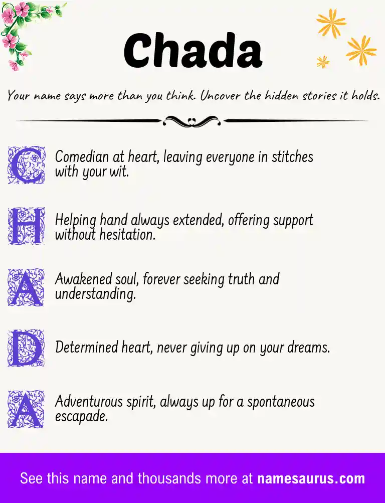 Acrostic poem about Chada.