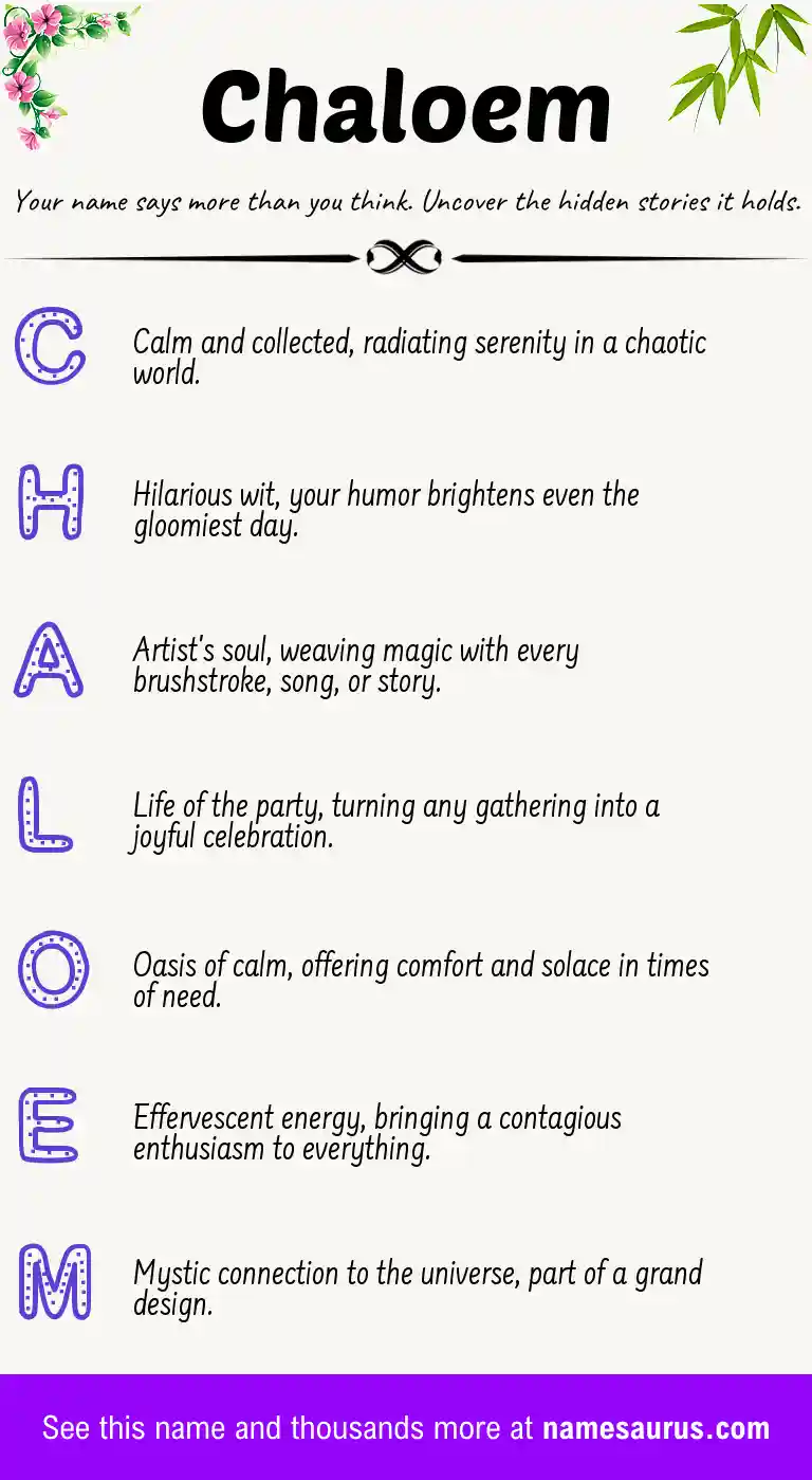 Acrostic poem about Chaloem.