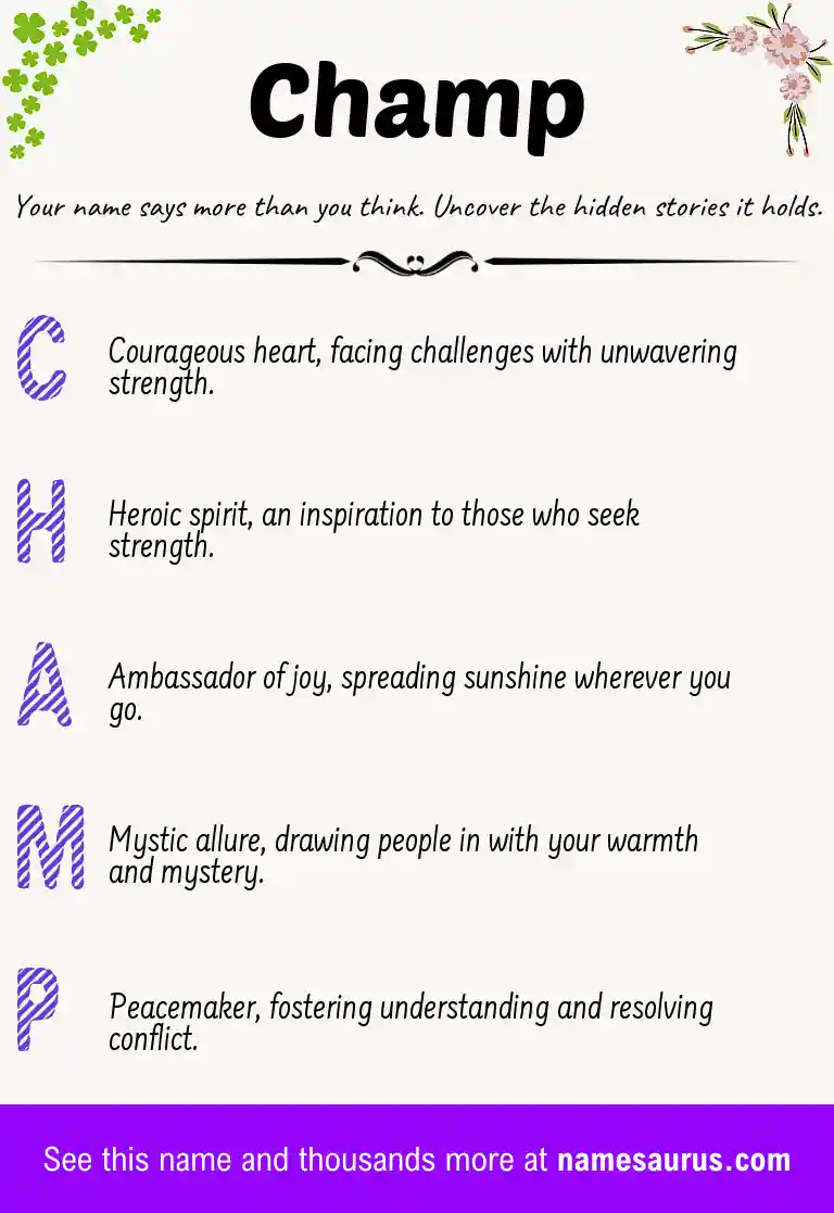 Acrostic poem about Champ.