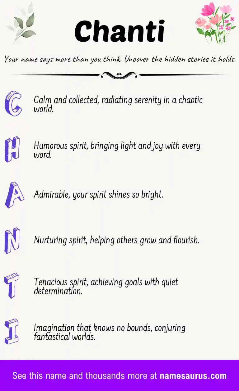 Acrostic poem about Chanti.