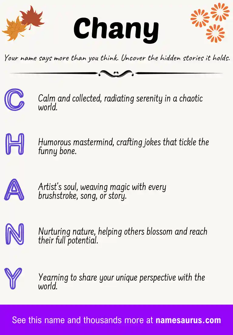 Acrostic poem about Chany.