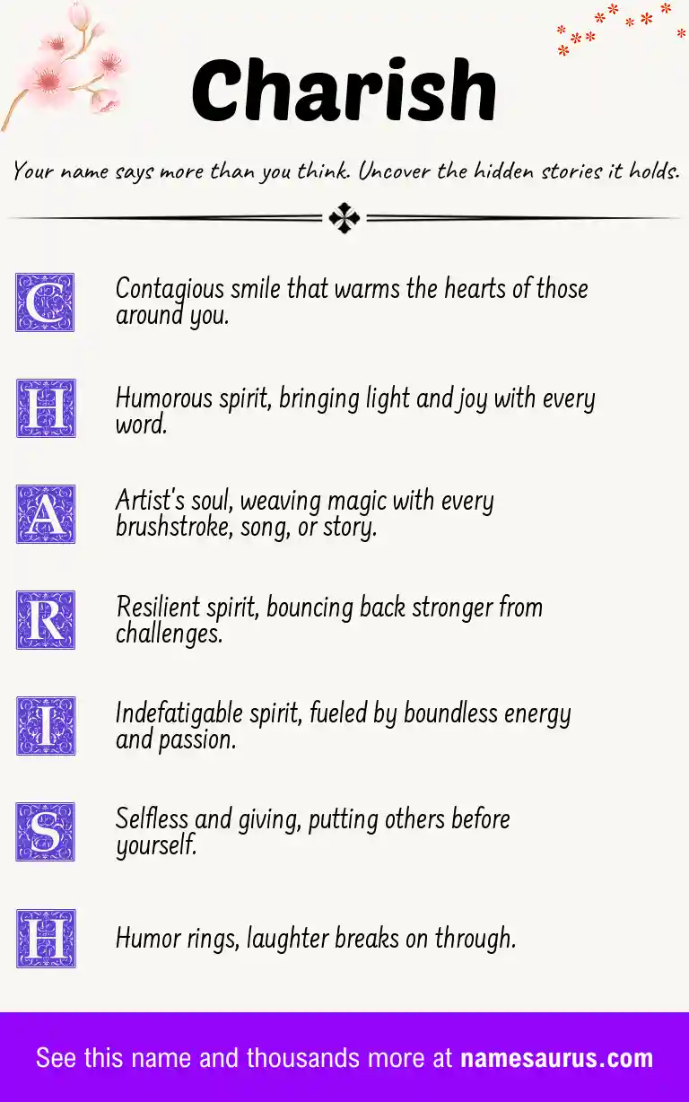 Acrostic poem about Charish.