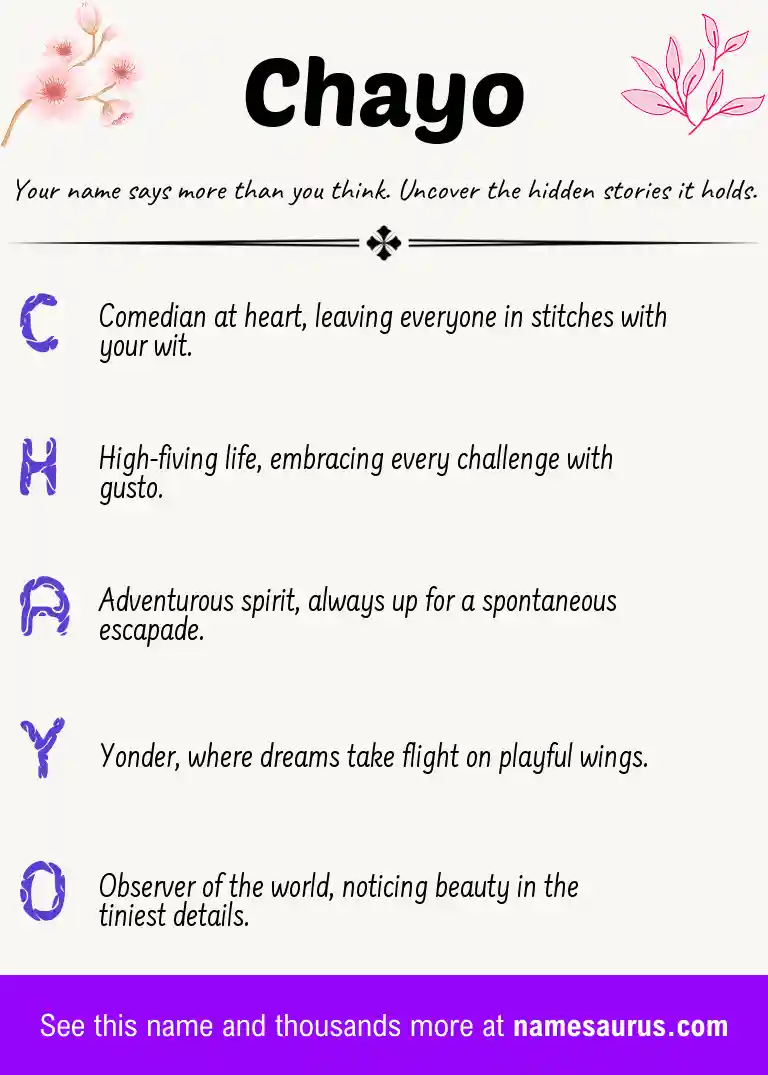 Acrostic poem about Chayo.