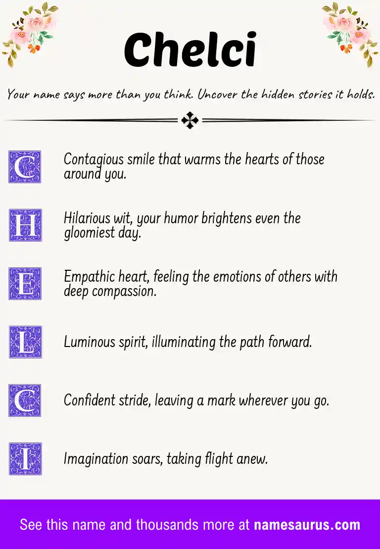 Acrostic poem about Chelci.