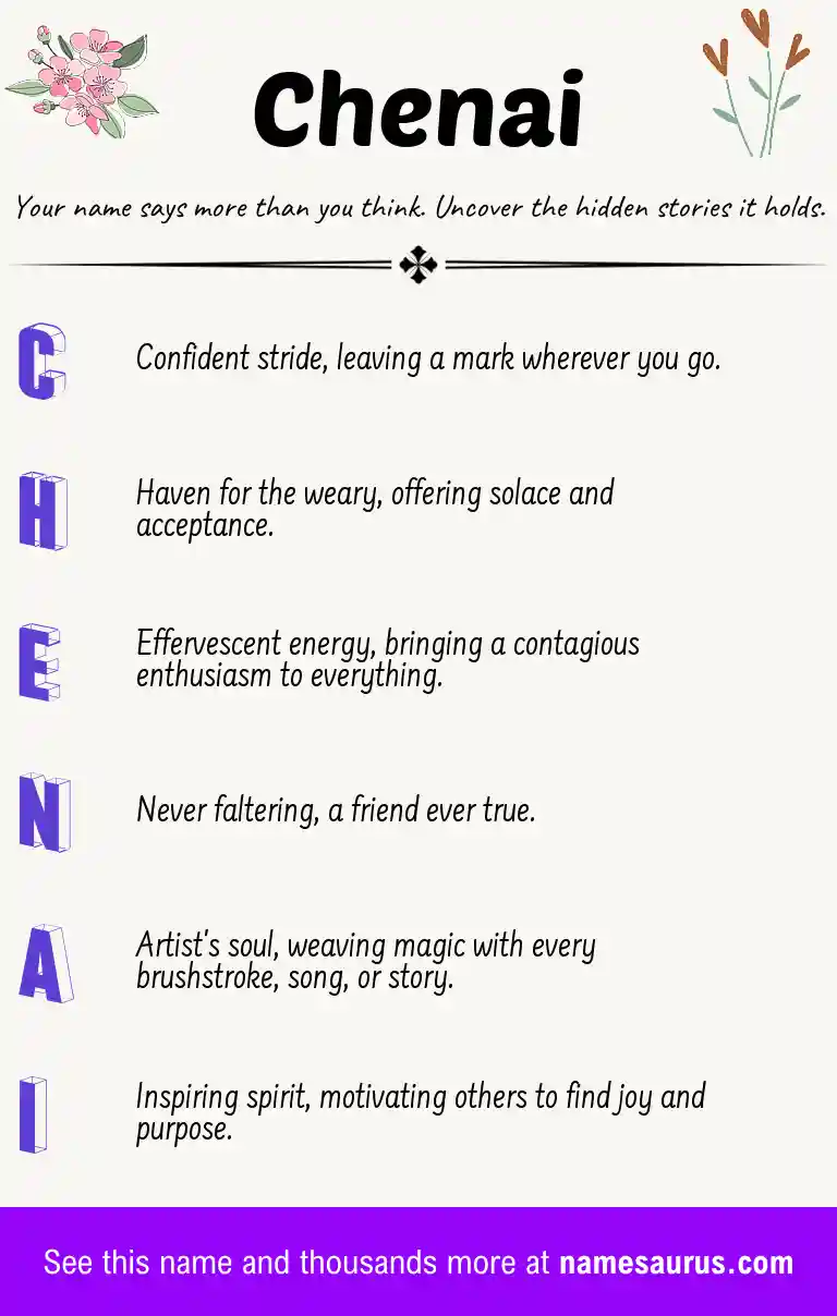 Acrostic poem about Chenai.