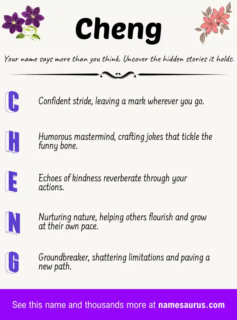Acrostic poem about Cheng.