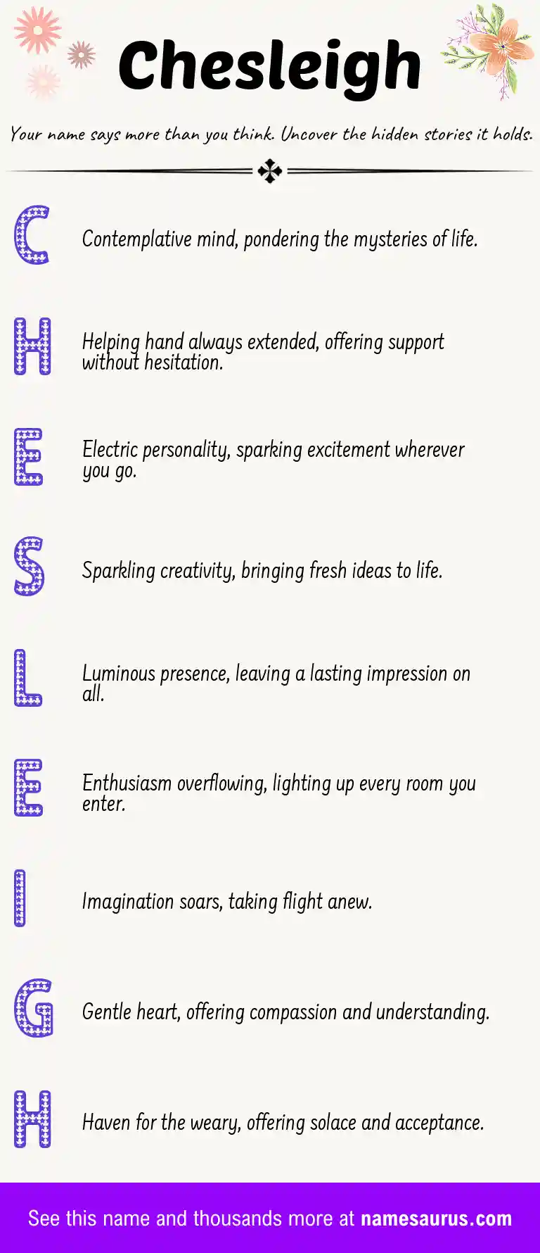 Acrostic poem about Chesleigh.