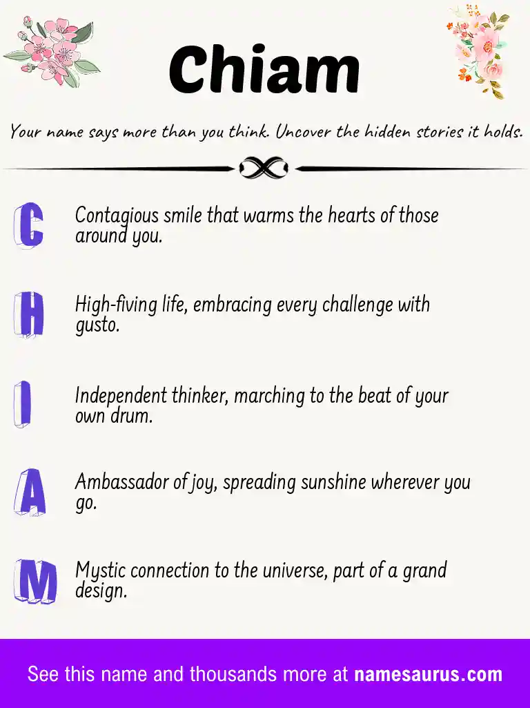 Acrostic poem about Chiam.