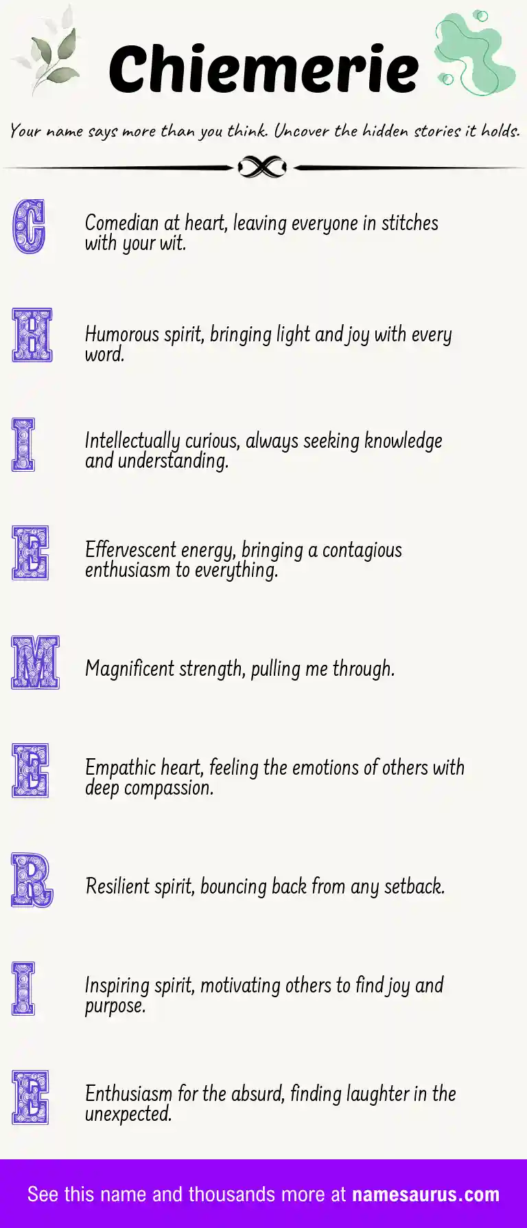 Acrostic poem about Chiemerie.