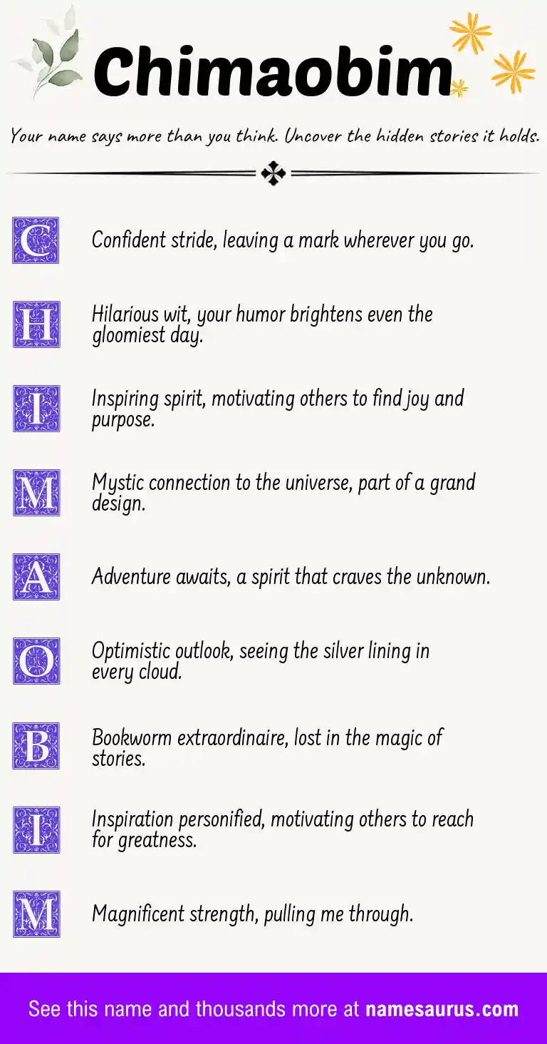 Acrostic poem about Chimaobim.