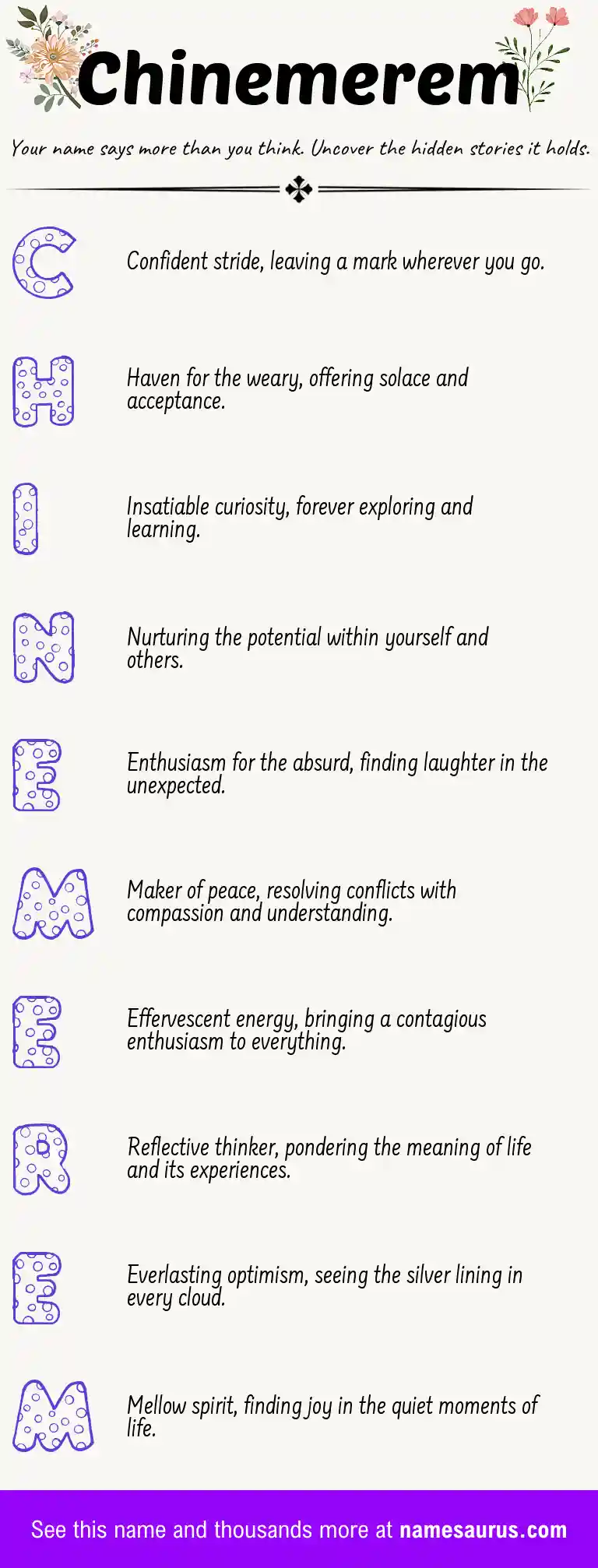 Acrostic poem about Chinemerem.