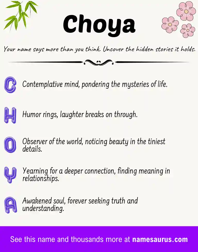 Acrostic poem about Choya.
