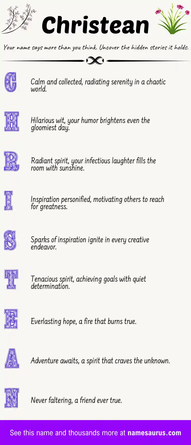 Acrostic poem about Christean.