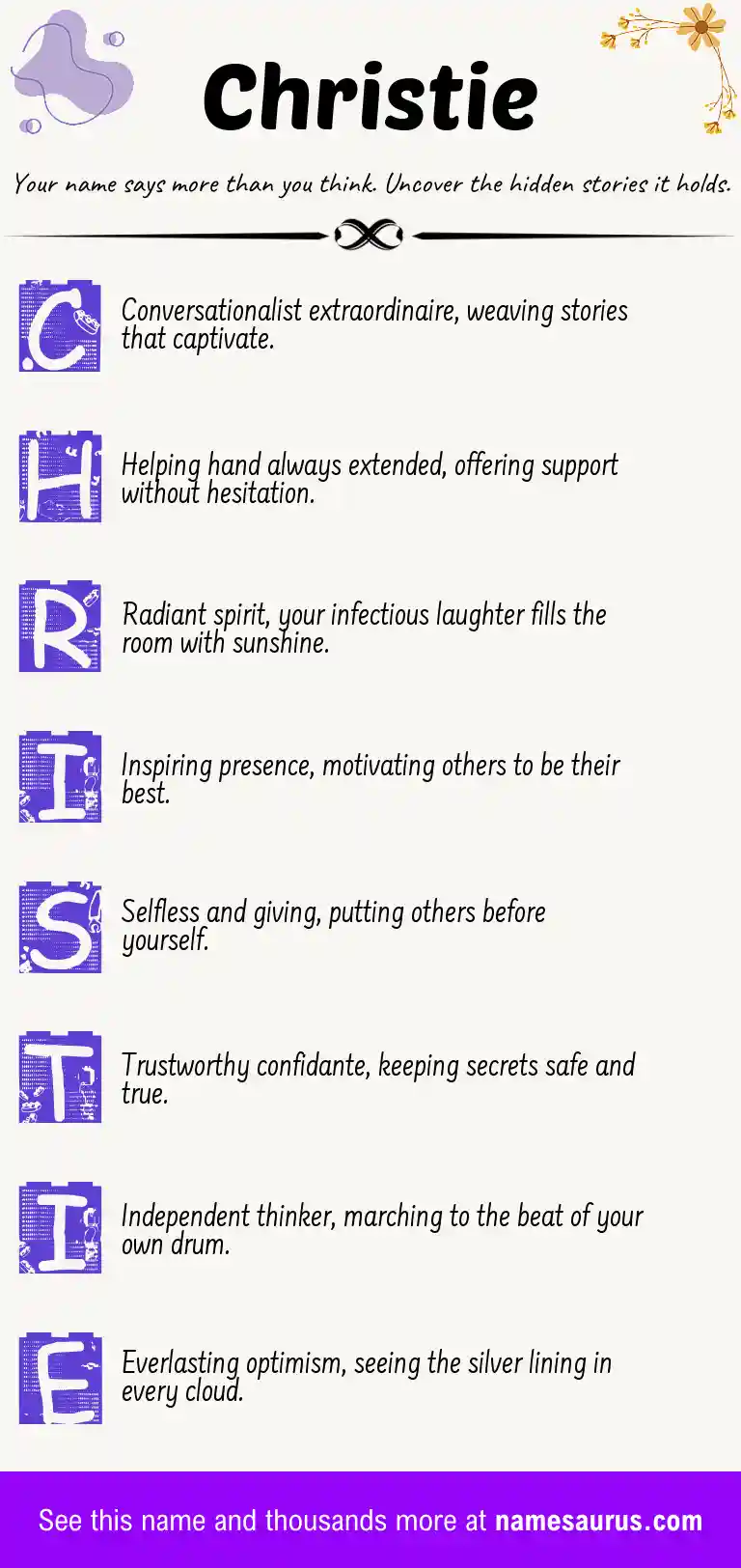 Acrostic poem about Christie.