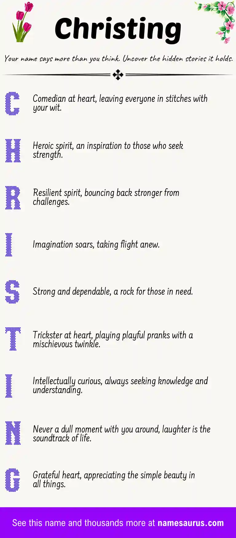 Acrostic poem about Christing.