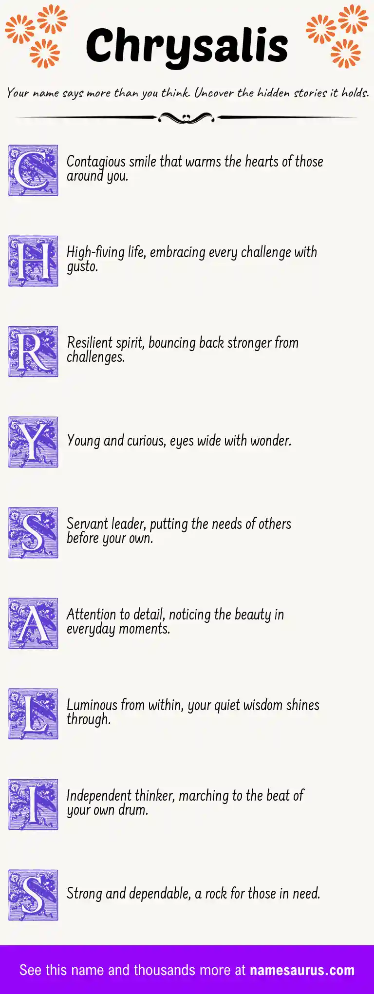 Acrostic poem about Chrysalis.