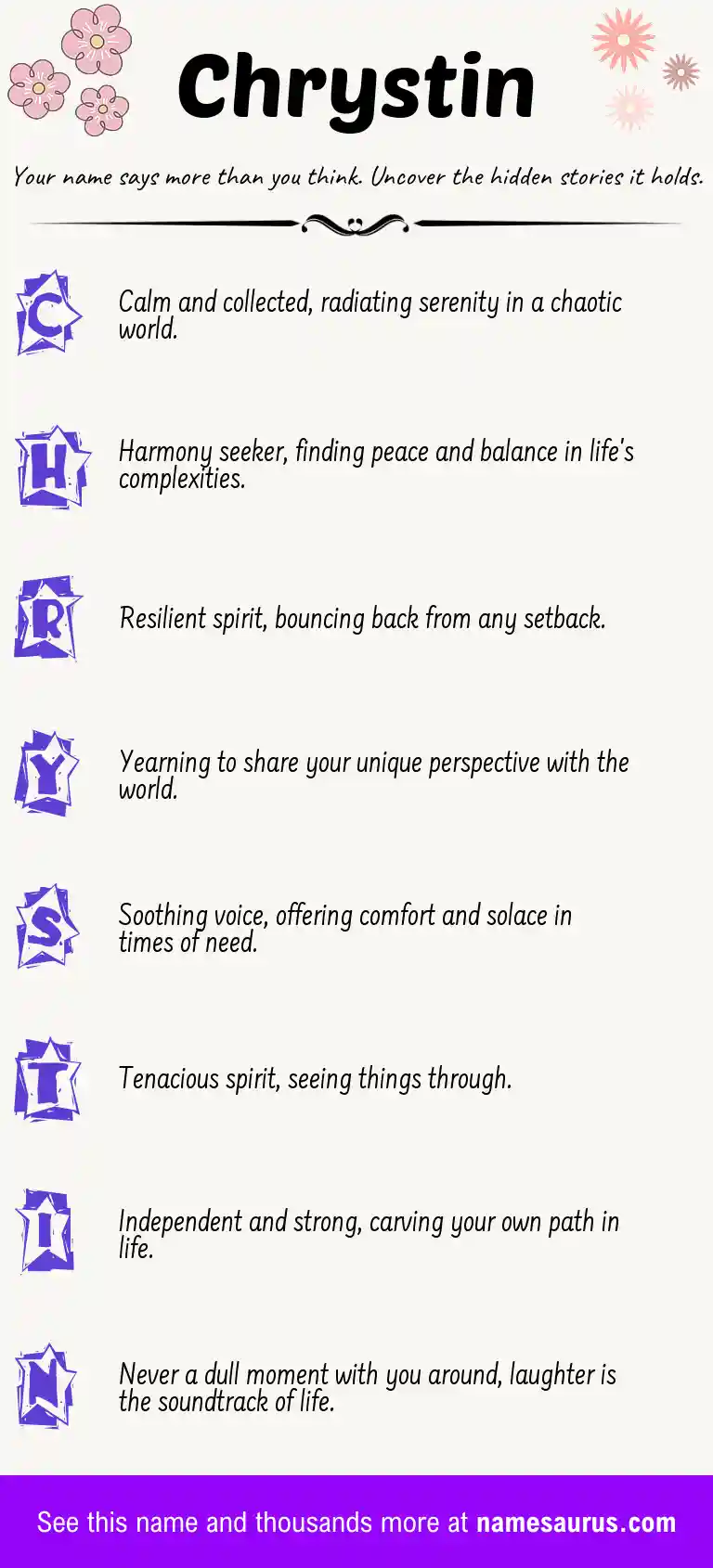 Acrostic poem about Chrystin.