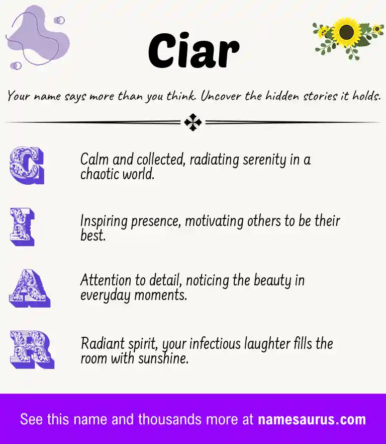 Acrostic poem about Ciar.