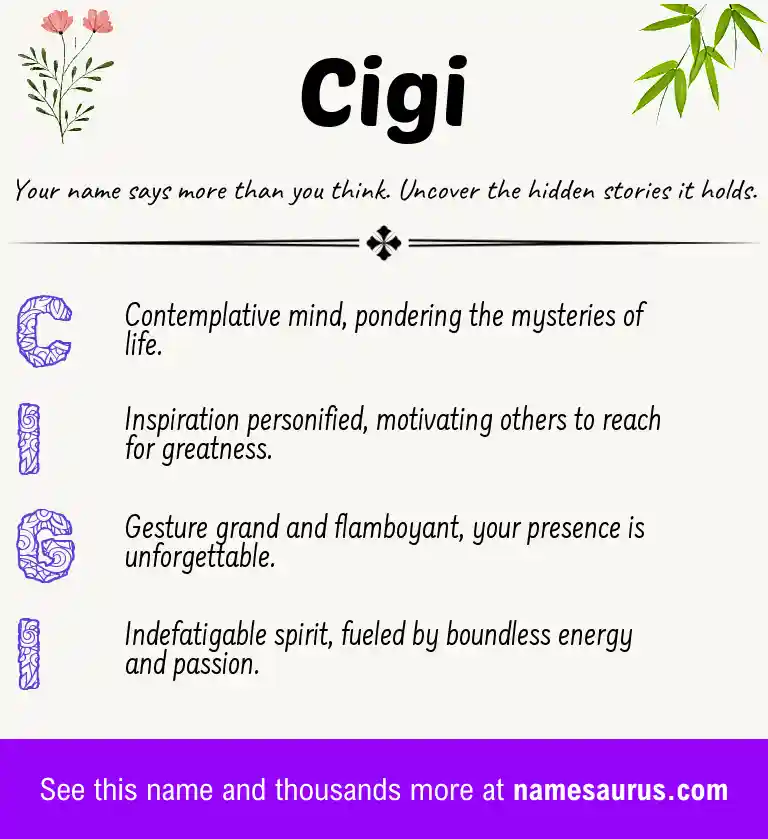 Acrostic poem about Cigi.