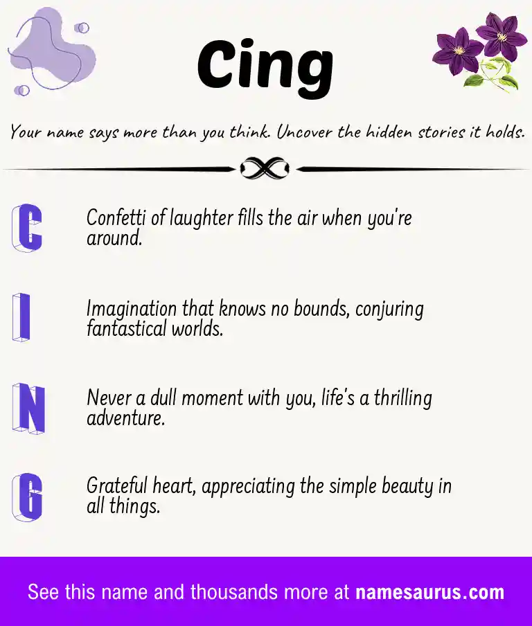 Acrostic poem about Cing.