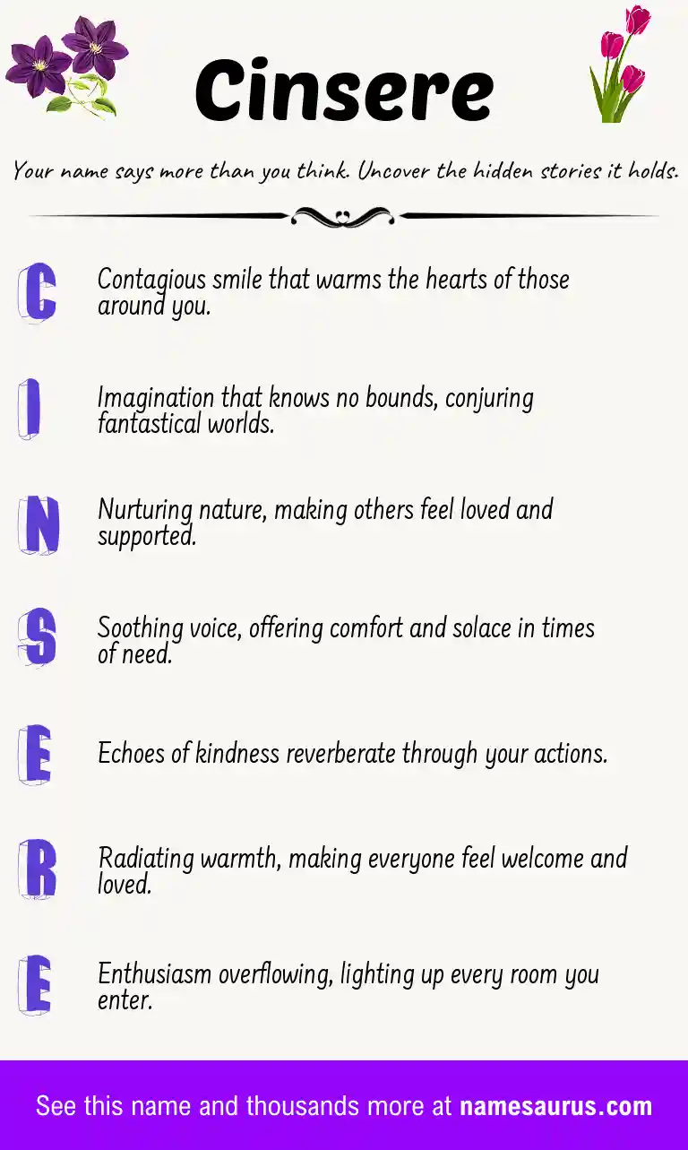 Acrostic poem about Cinsere.