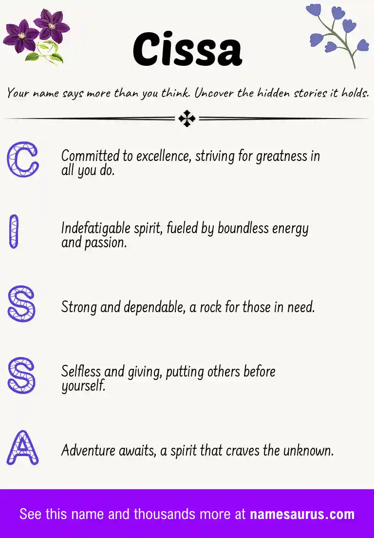 Acrostic poem about Cissa.