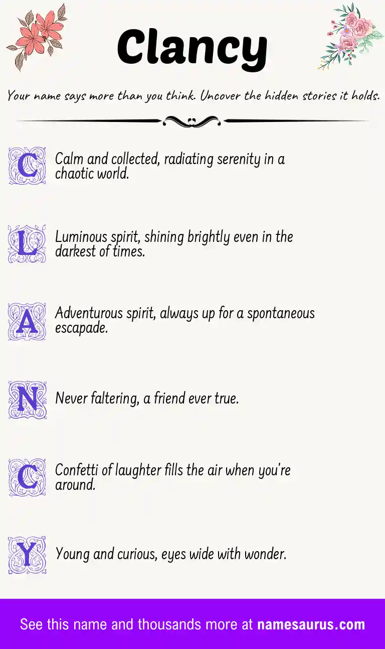 Acrostic poem about Clancy.