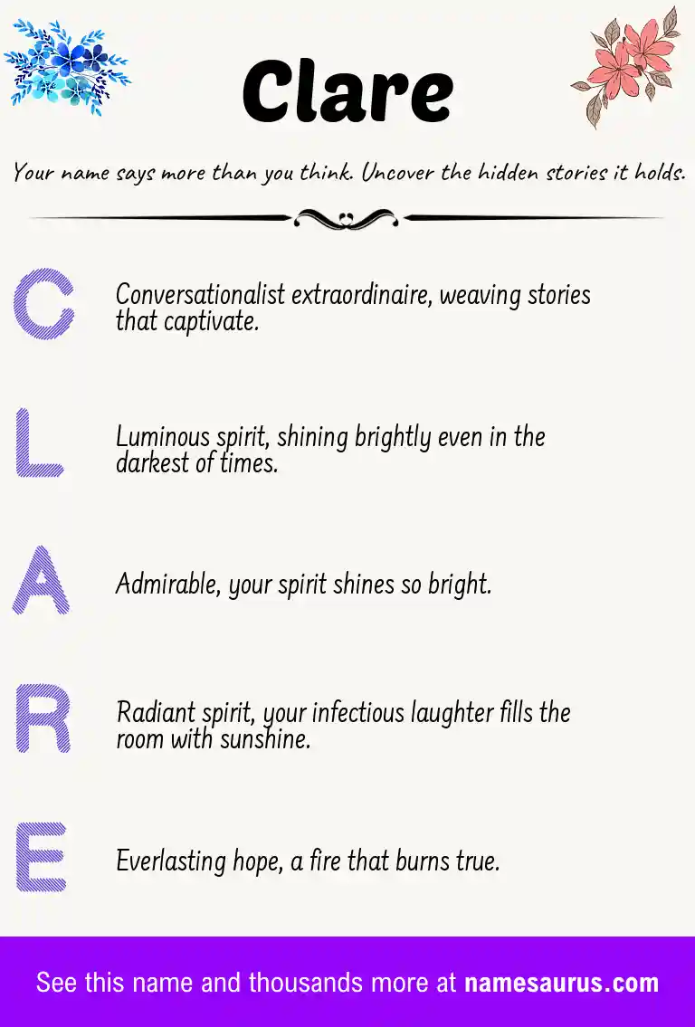 Acrostic poem about Clare.