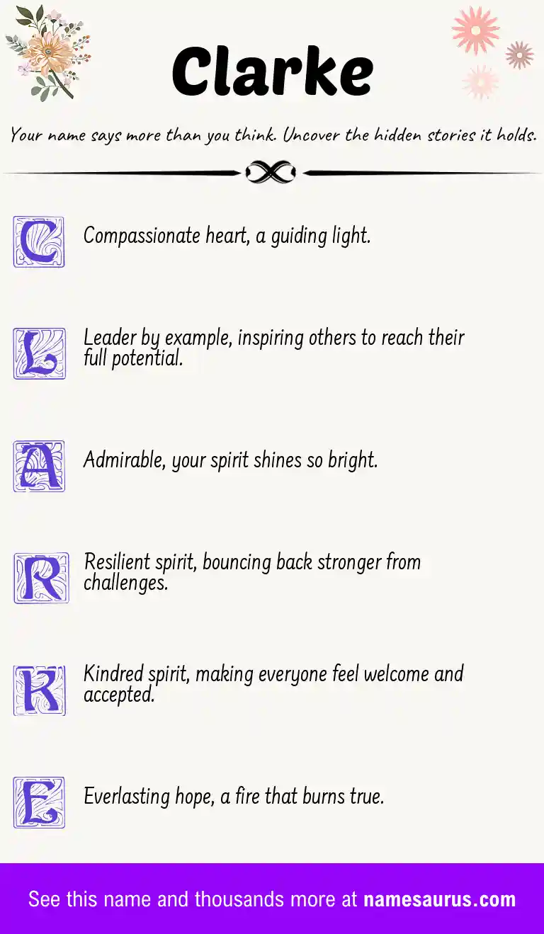 Acrostic poem about Clarke.