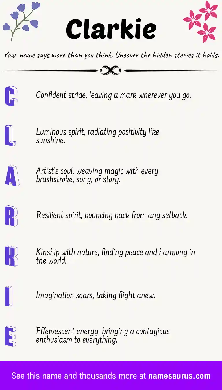 Acrostic poem about Clarkie.