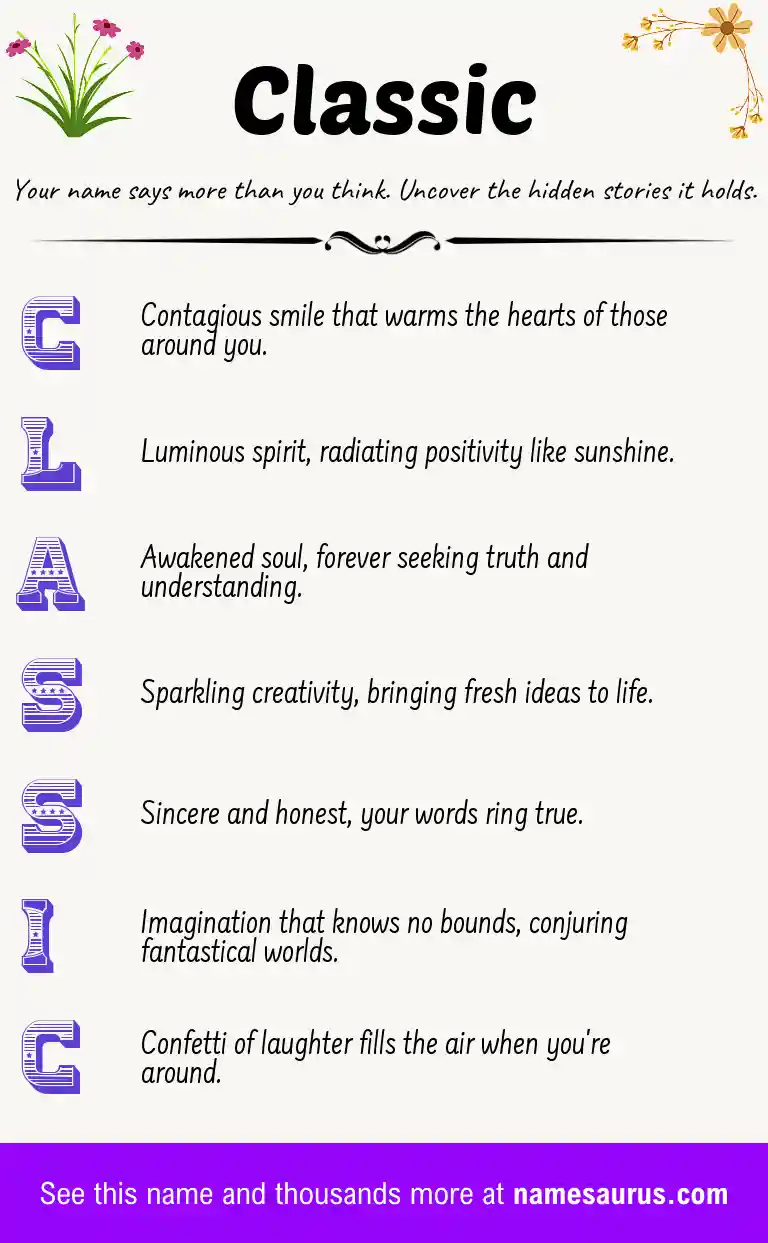 Acrostic poem about Classic.